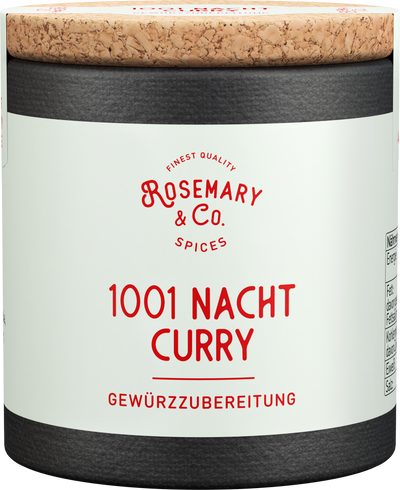Dose Rosemary & Co. Große Gewürze auf Holz, daneben verschiedene Gewürze und Samen6
