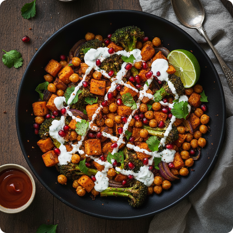 Feurige Winter-Bowl mit Süßkartoffel & Kichererbsen