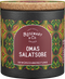 Schwarze Dose mit Korkdeckel, Aufschrift Rosemary & Co. Gewürze Omas Salatsoße, bunt gemustert