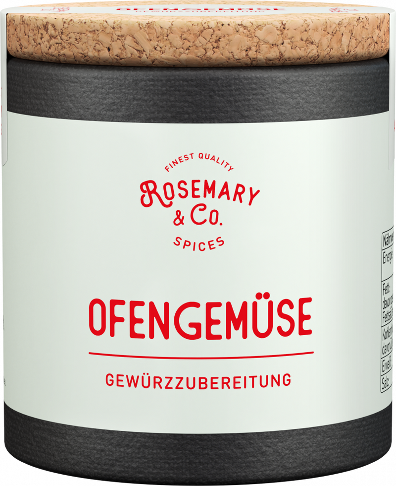 Dose mit Ofengemüse-Gewürz von Rosemary & Co, Korkdeckel, Gewürzdose aus Glas1