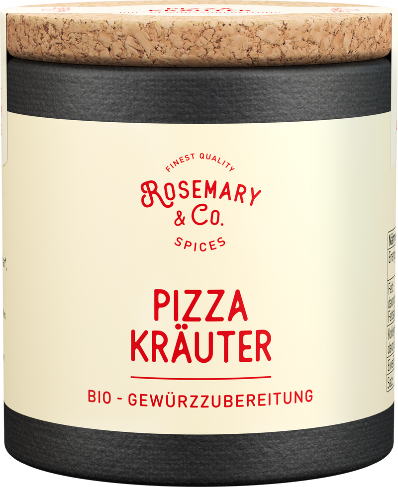 Runde Dose Rosemary & Co. Gewürze Pizza Kräuter Bio mit Korkdeckel1